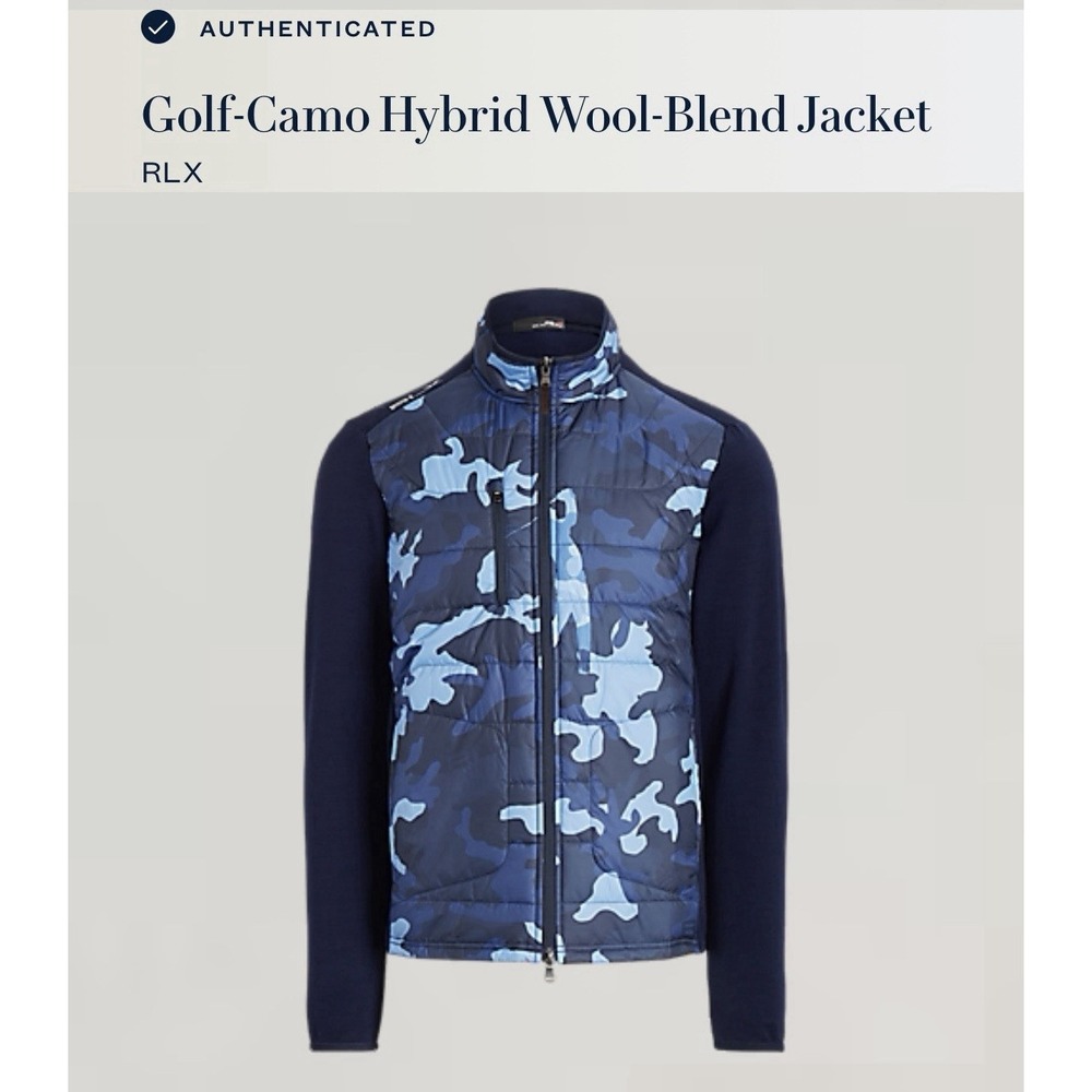 RLX Ralph Lauren Golf-Camo Hybrid Wool-Blend Jacket S Navy Blue Camo NWT $268